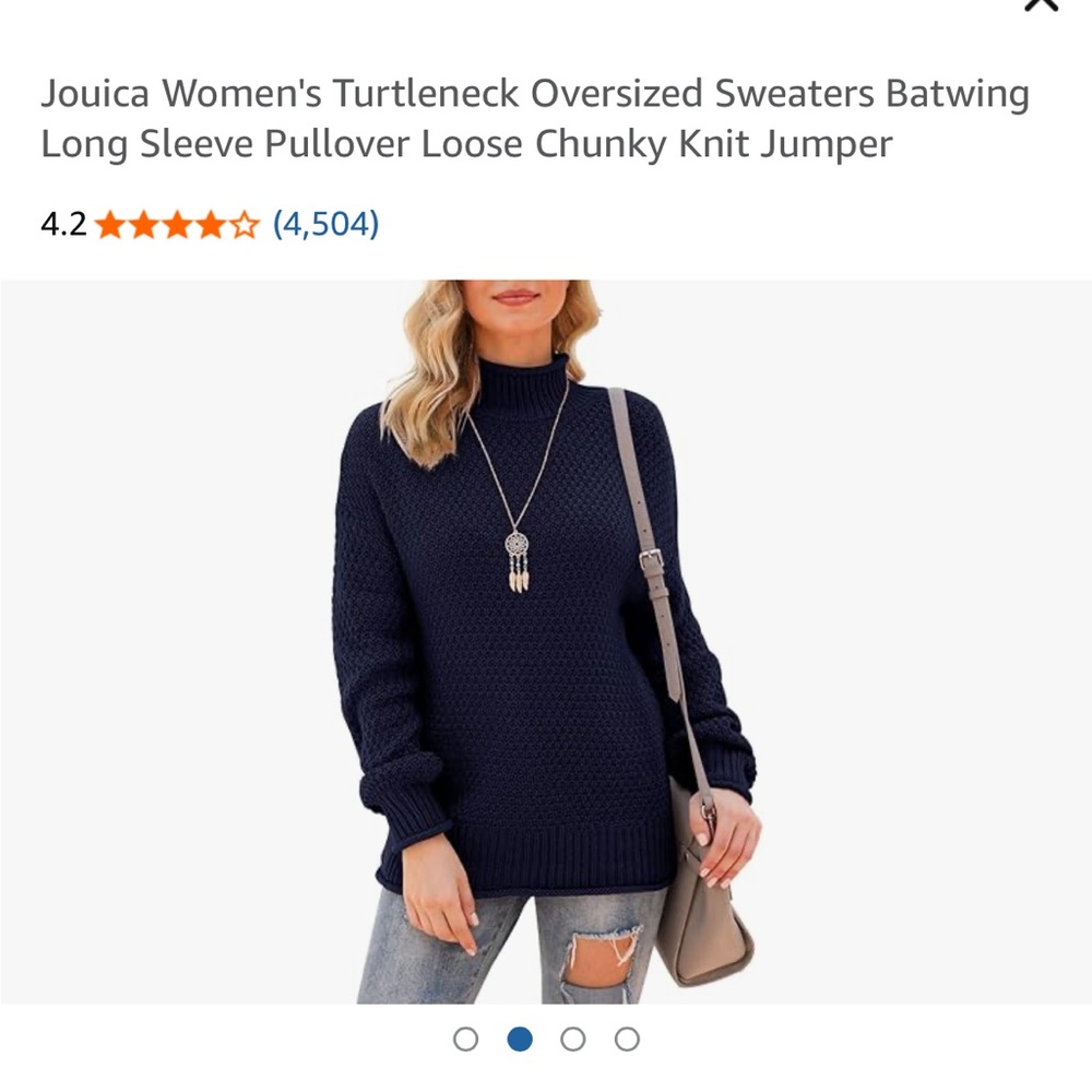 Women's Navy Blue Turtleneck Sweater